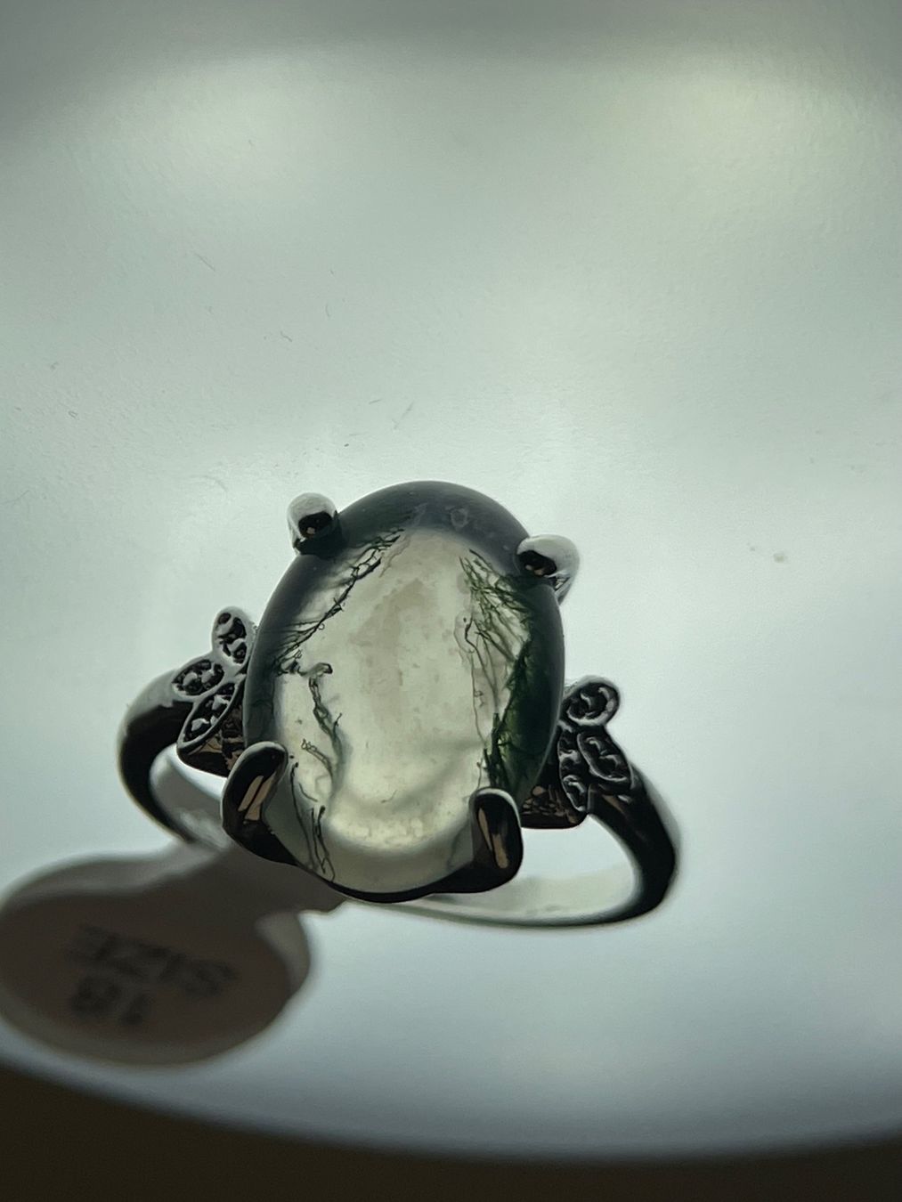 Anelli: Moosachat-Ring,Cabochon Edelstein, Naturstein – Nuovo e nell'imballaggio originale da Schiers venduto da sisikristall 5