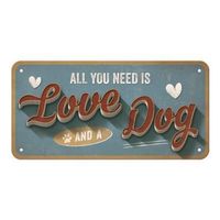 Hängeschild-LOVE AND A DOG - 20 X 10 CM