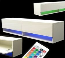 57044 - LED Lowboard 140cm Hochglanz weiss Fernsehschrank