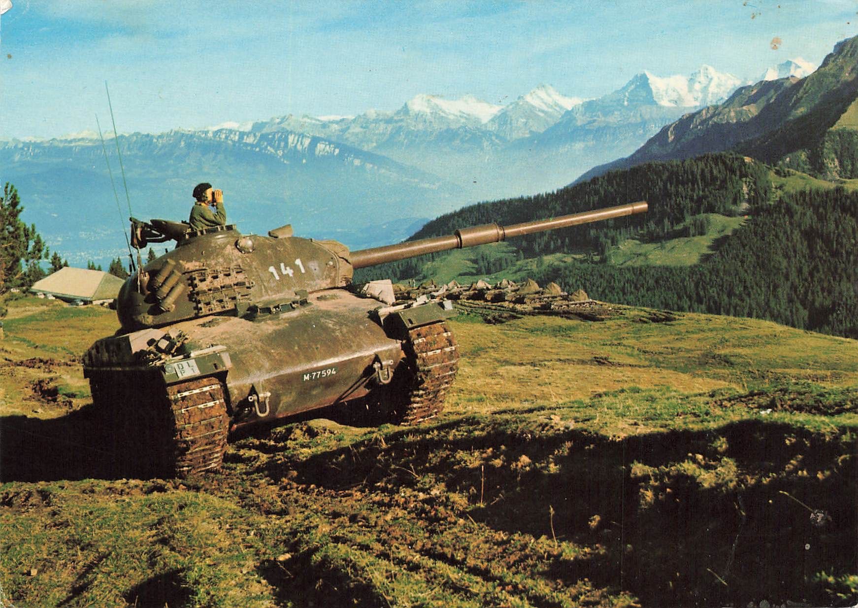 Cartoline postali: Panzer 61 der Schweizer Armee im Einsat Militare – Usato da Biasca venduto da Blenio71