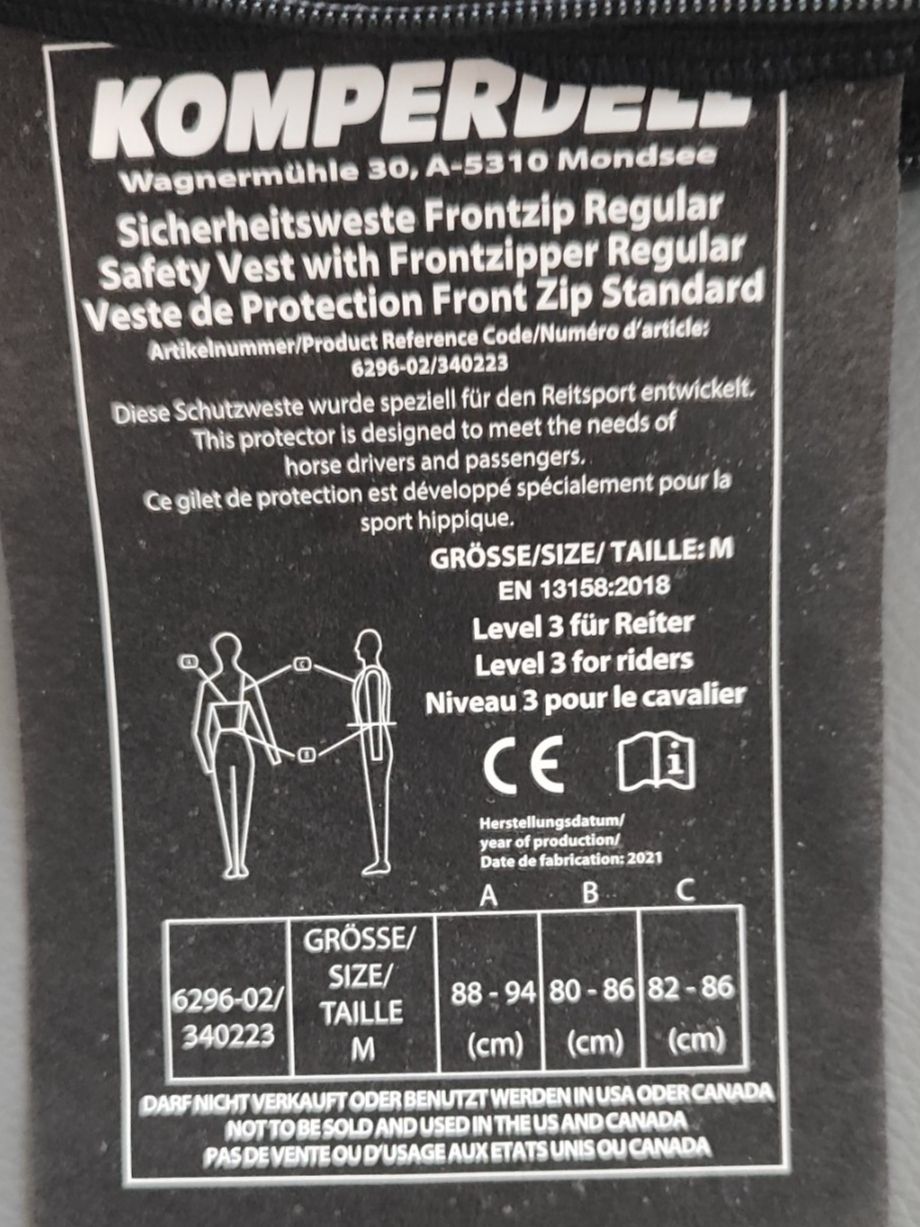 Komperdell Protezioni & Imbottiture: Komperdell Sicherheitsweste Reiten, Level 3 - Grösse M – Nuovo e nell'imballaggio originale da Schinznach Dorf venduto da LarryBloxorz 2