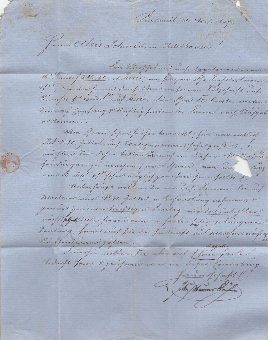 Tutti i francobolli: 1865 BIRWEILL  20.NOV.      Fingerhutstempel – Usato da Aarau venduto da kufi44 4