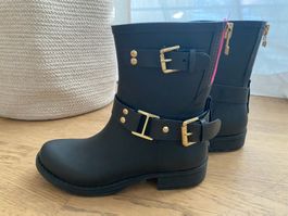 Stiefelette mit Schnallen, Bikerboots Look Gr.36 schwarz