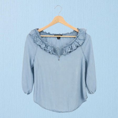Lauren Ralph Lauren Bluse – Gr. XXS – Hellblau Lyocell