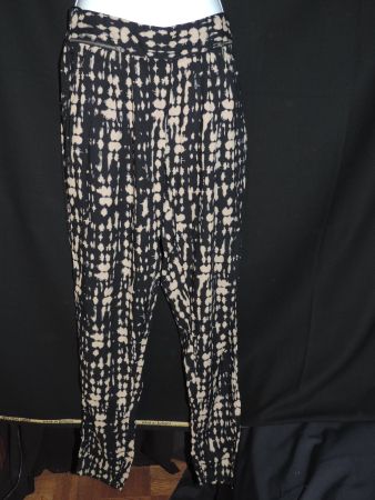 pantalon souple bohème noir/bleu et beige