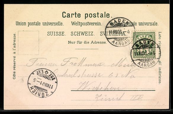 Cartoline postali: Litho Baden /Aargau, Mehrbild mit Stadta – Usato da Berlin venduto da bartko-reher 1