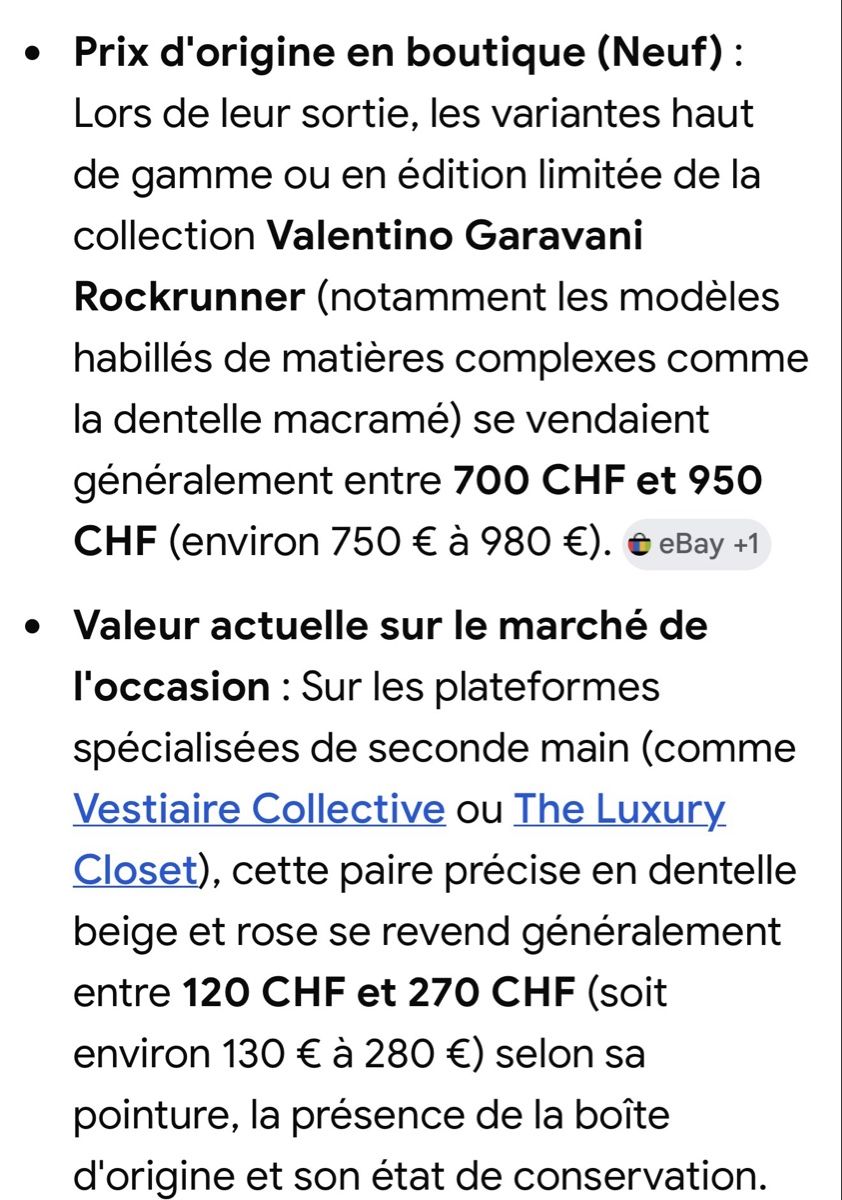 Valentino Scarpe da uomo: Valentino Garavani Baskets Rockrunner Dentelle Taille 40 – Nuovo (secondo la descrizione) da Courgevaux venduto da auxtrouvailles 7
