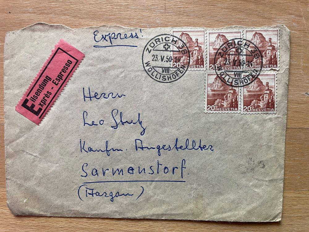 Alter Briefumschlag 1950 Gebraucht In Baar F r CHF 1 Mit Lieferung 