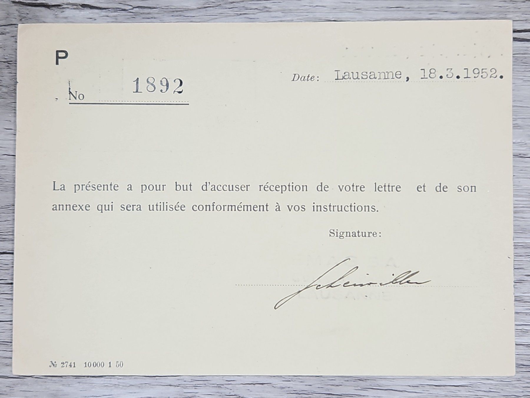 Tutti i francobolli: CL04 Carte Postale + Timbre Suisse 1952 – Usato da Cousset venduto da Patrick_Collections 1