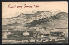 Einsiedeln, Ortsansicht gegen die Berge,