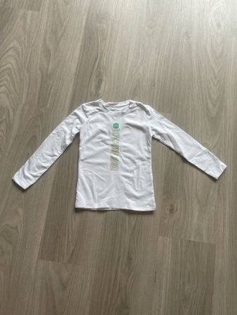 Neues, weisses Langarmshirt, Grösse 98/104, Baumwolle
