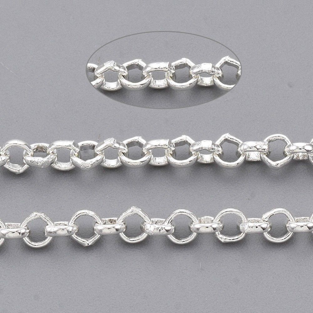 Catenine: 1m Kette  Jasseron 2.5x0.7mm versilbert – Nuovo (secondo la descrizione) da Alpnachstad venduto da perlengaby