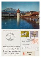 Luzern 1 Hauptpost PTT Ersttag Werbedatumstempel Wasserturm