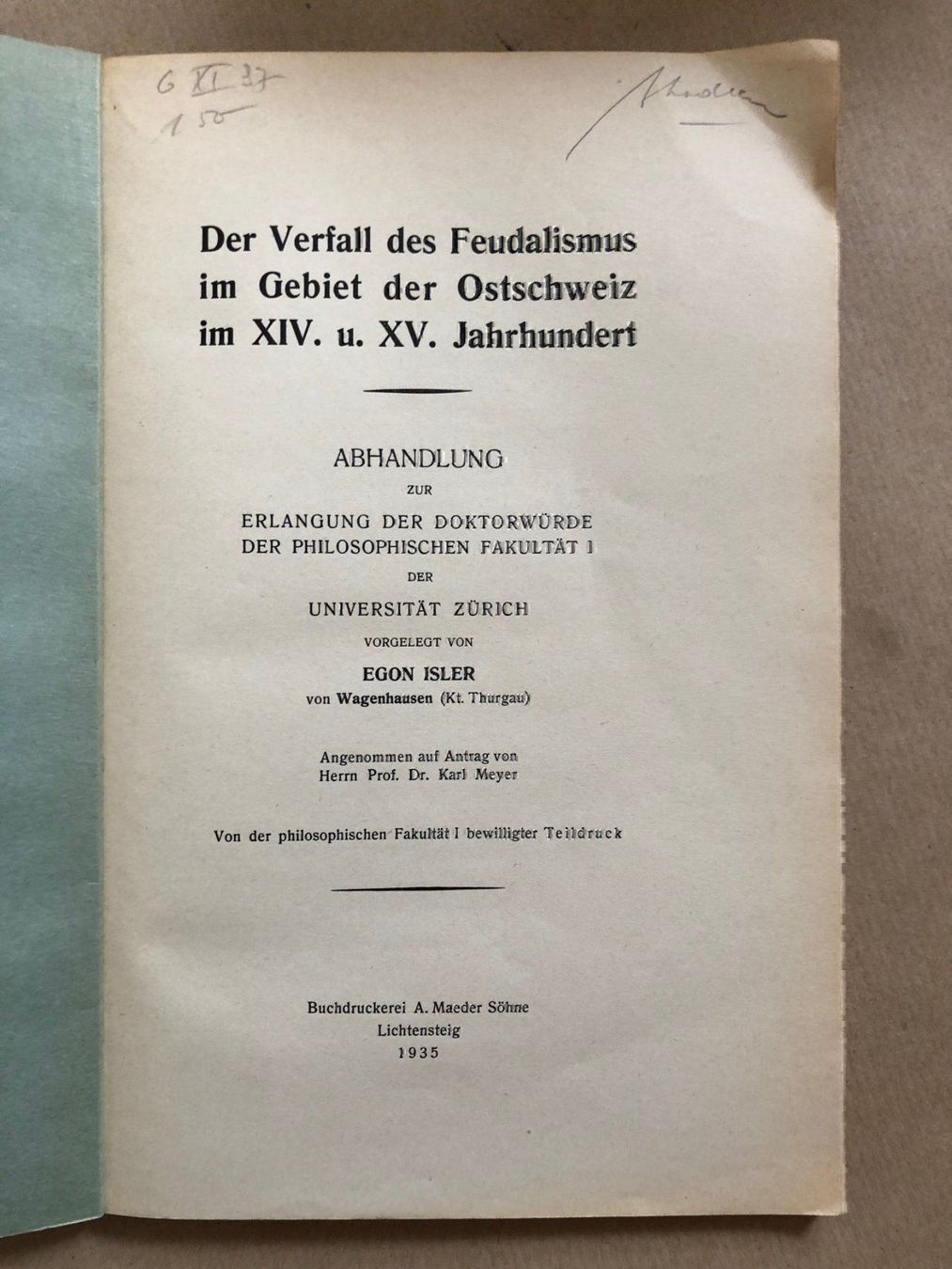 Libri: Egon Isler: Der Verfall des Feudalismus – Usato da Zürich venduto da allp 1