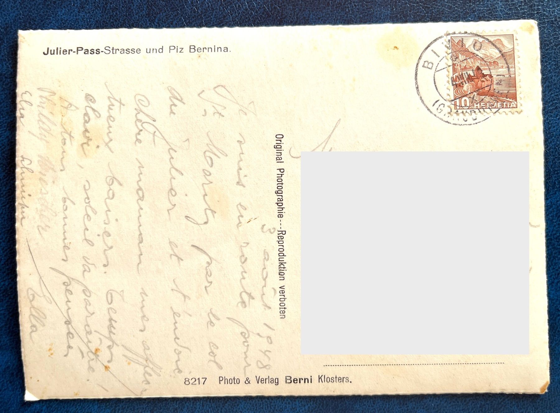 Cartoline postali: Julier-Pass-Strasse/Bernina. 1948 – Usato da Renan BE venduto da johncactus 1