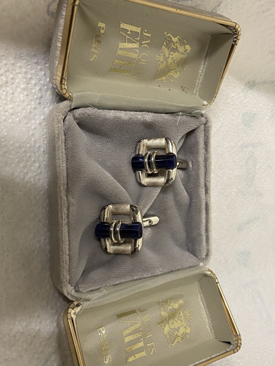 Gemelli: Jacques Fath Paris Manschettenknöpfe 835Silber/Lapislazuli – Usato da Dietikon venduto da brocki-eyra 9
