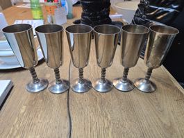 6 Champagner Becher EP BRASS MADRID-SPAIN versilbert (DR)