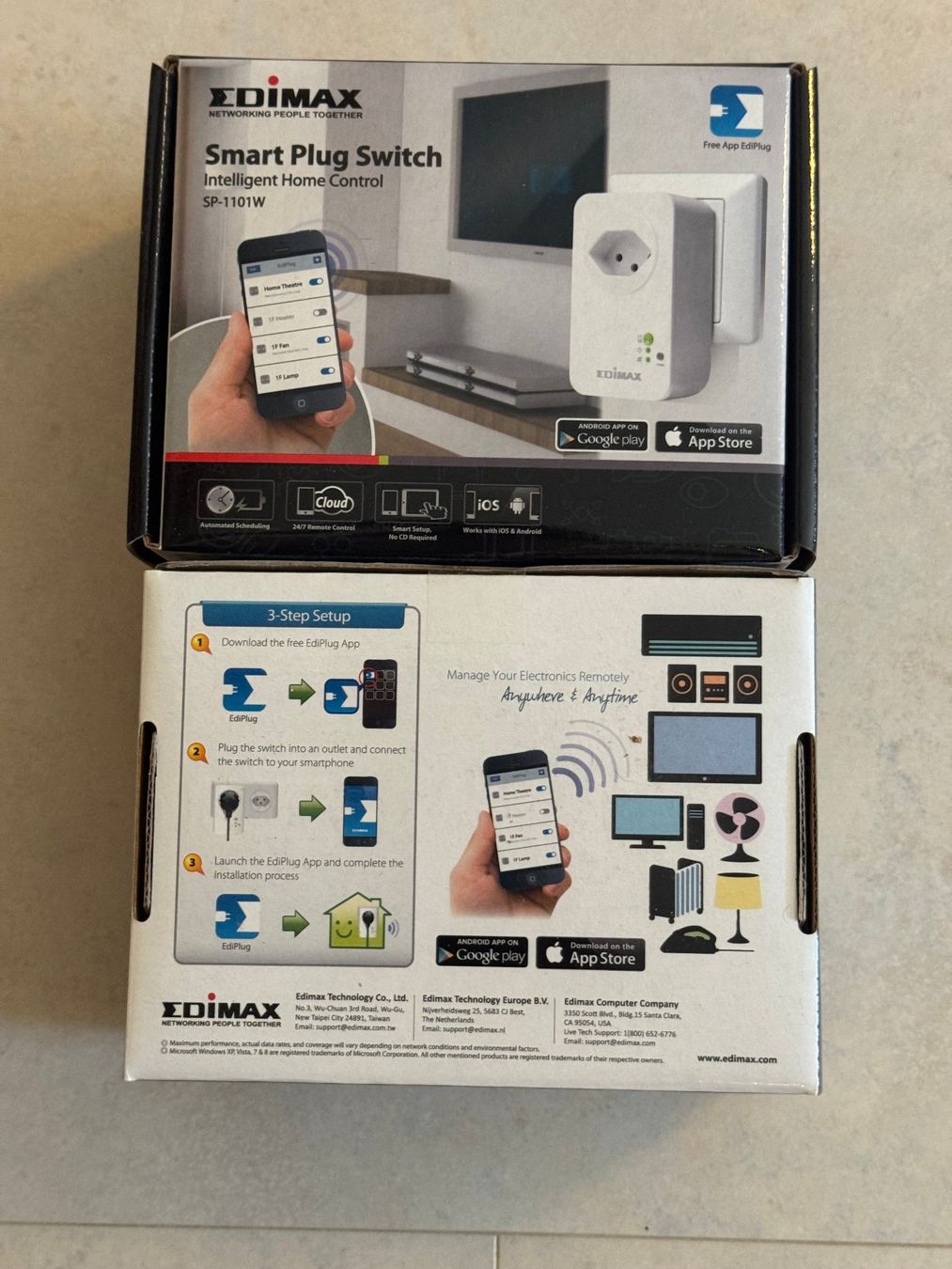 Edimax Spine: 2x Edimax Smart Plug Switch SP-1101W mit CH-Stecker neu – Nuovo e nell'imballaggio originale da Dättlikon venduto da Auktio8