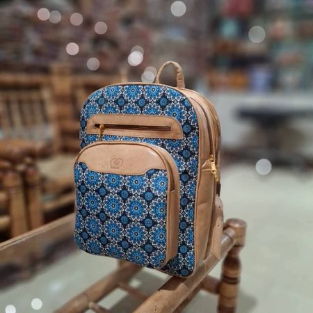 Handgefertigter afghanischer Rucksack – Leder & Stoff