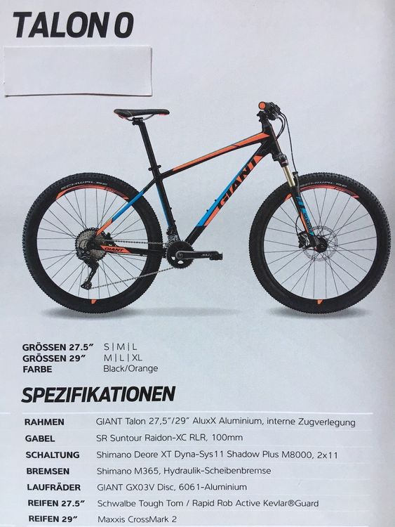 Vtt giant shop talon 0 2018