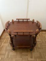 Serviertisch Holz braun mit Rollen guter Zustand
