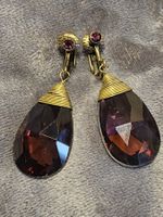 Vintage Lila Bordeaux facettierte Glas Ohrclips 70er