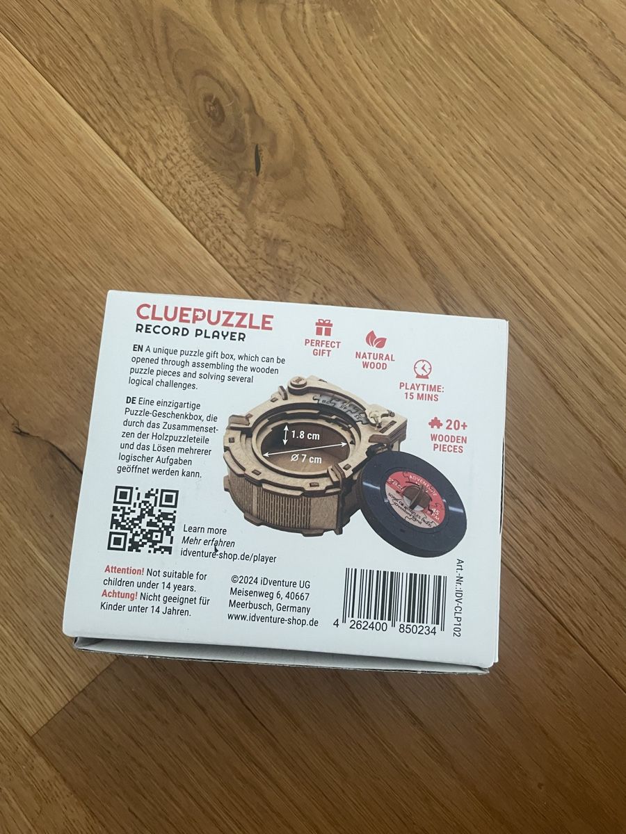Puzzle: Cluepuzzle Record Player Holzpuzzle-Box, neu! – Nuovo (secondo la descrizione) da Berikon venduto da Cyberbob2000 2