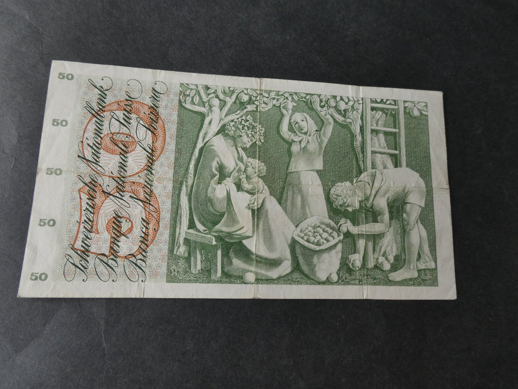 Banknoten: Schweiz 1974, 50 Franken – Gebraucht aus Hinterforst von Rohusri 1
