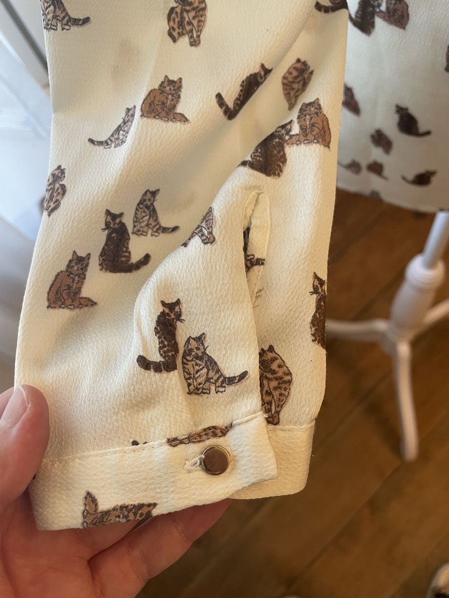 Esprit Blusen: Damen Bluse Esprit weiss mit Katzenmuster Grösse M – Gebraucht aus Mollis von cava10 5