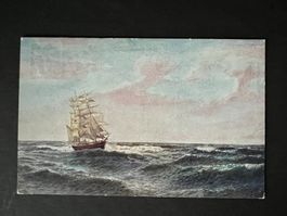 Postkarte Schiff Mann über Bord Gemälde  1914 (P112)