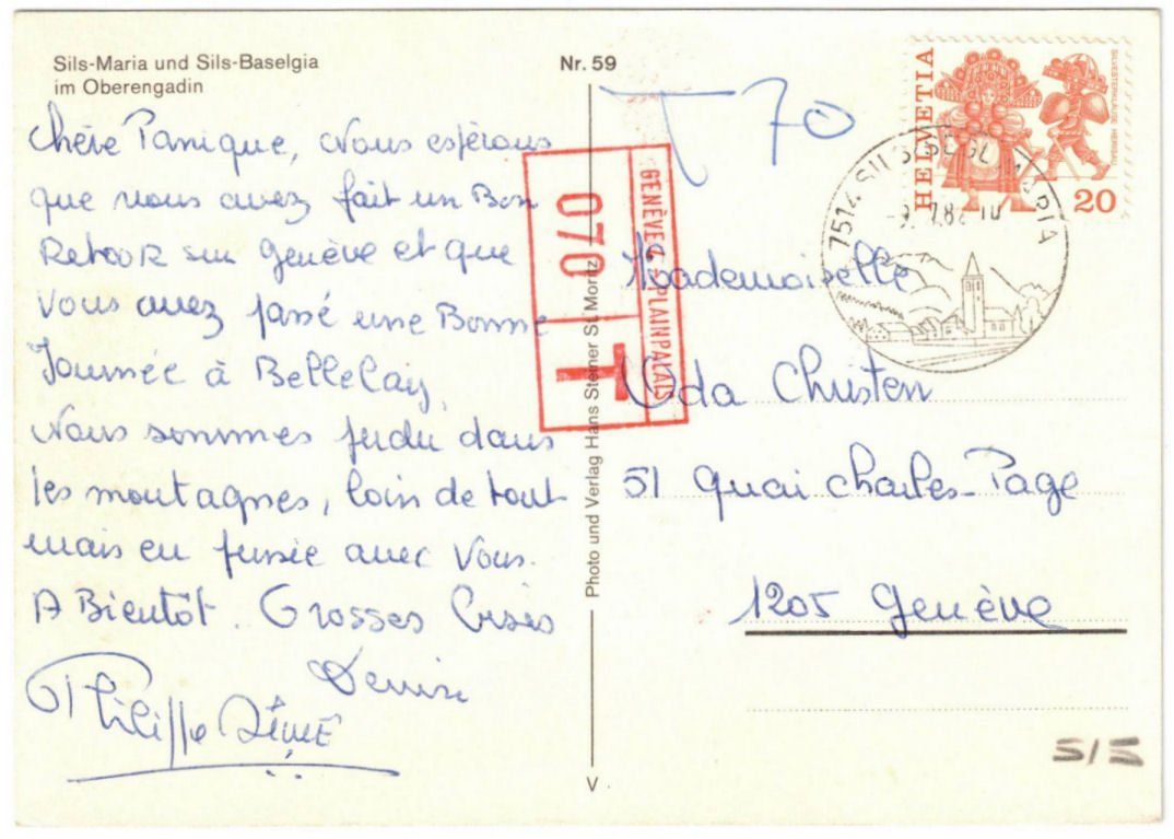 Cartoline postali: Sils - Luftseilbahn Furtschellas – Usato da Binningen venduto da Mountainrider 1