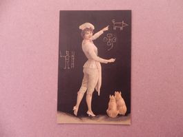 Karte Motiv Humor mit Schwein / Sau 1900 Glück Kleeblatt