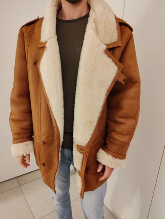 Sehr warme Winterjacke aus Echtleder mit Lammfell Gr. L