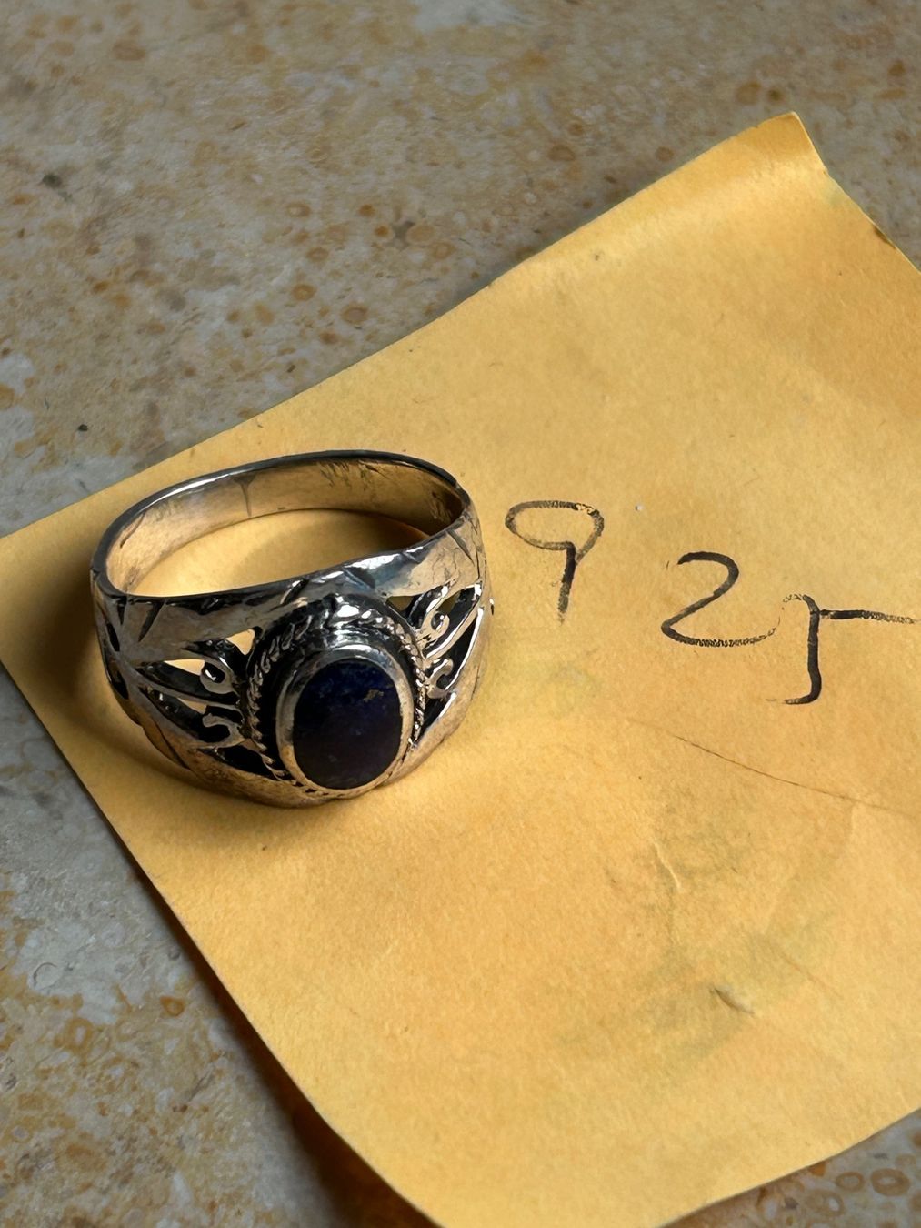 Ringe: Silberring Lapislazuli-Stein ovaler Schnörkel (51) – Gebraucht aus Dittingen von Bellevista 4