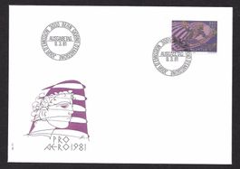 Flugpost FDC F48 Pro Aero ET 9.3.1981 Hans Erni