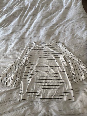 Gestreiftes Damen Shirt mit Trompetenärmeln, Grösse S