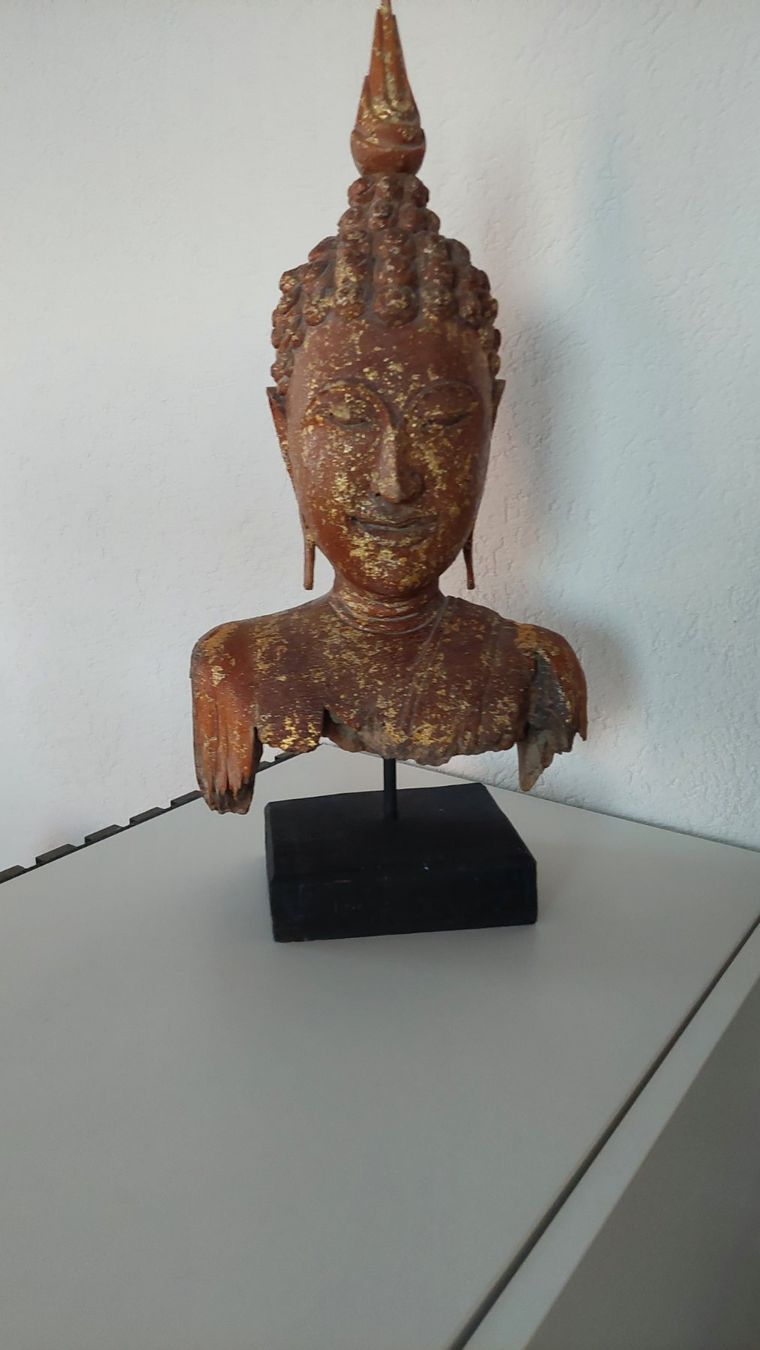 Statuette: BUDDHA Kopf mit Blattgold – Usato da Dübendorf venduto da huebi01