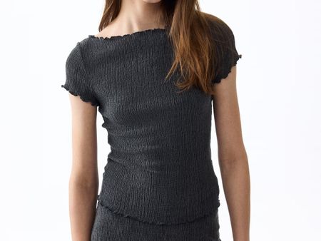 Top froissé avec encolure bateau gris H&M L