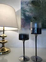 Zwei Kerzenhalter Glas schwarz silberfarben