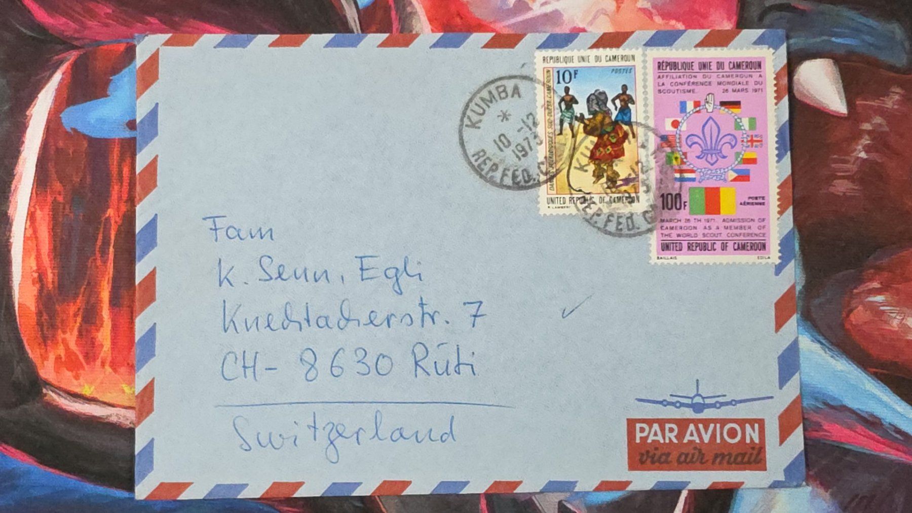 Alle Briefmarken: CL32 Enveloppe + Timbre Cameroun 1973 – Gebraucht aus Cousset von Patrick_Collections