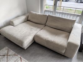 Ecksofa beige aus Stoff