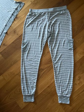 ★Pyjama Hosen ★gestreift  Grau rosa★ Gr.42/44
