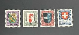 1926 PJ Kantons- und Schweizer Wappen ganzer Satz ʘ J37-J40