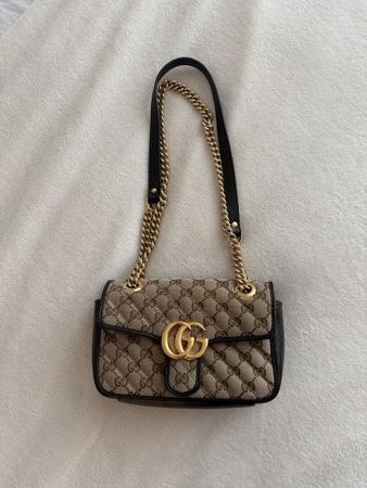 Gucci mini sac marmont GG Guccissima Canvas Beige Schwarz