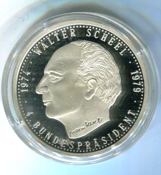 Medaillen: Silbermedaille "Bundespräsident Walter Scheel". 999/1000 PP – Neu und originalverpackt aus Basel von Butsch5