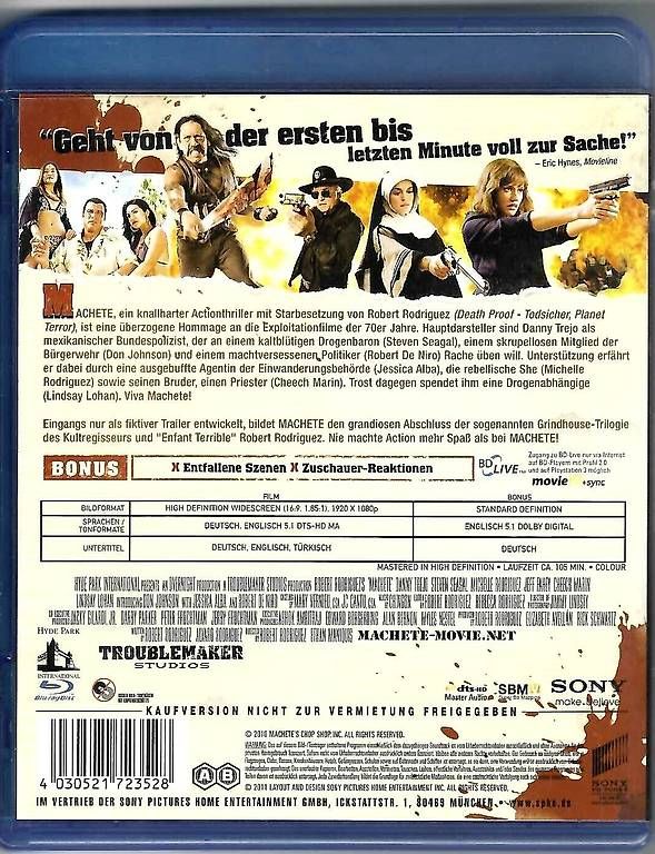 Tutti i DVDs: Machete - Blu-ray Film – Usato da Dörflingen venduto da Super-Bob 1