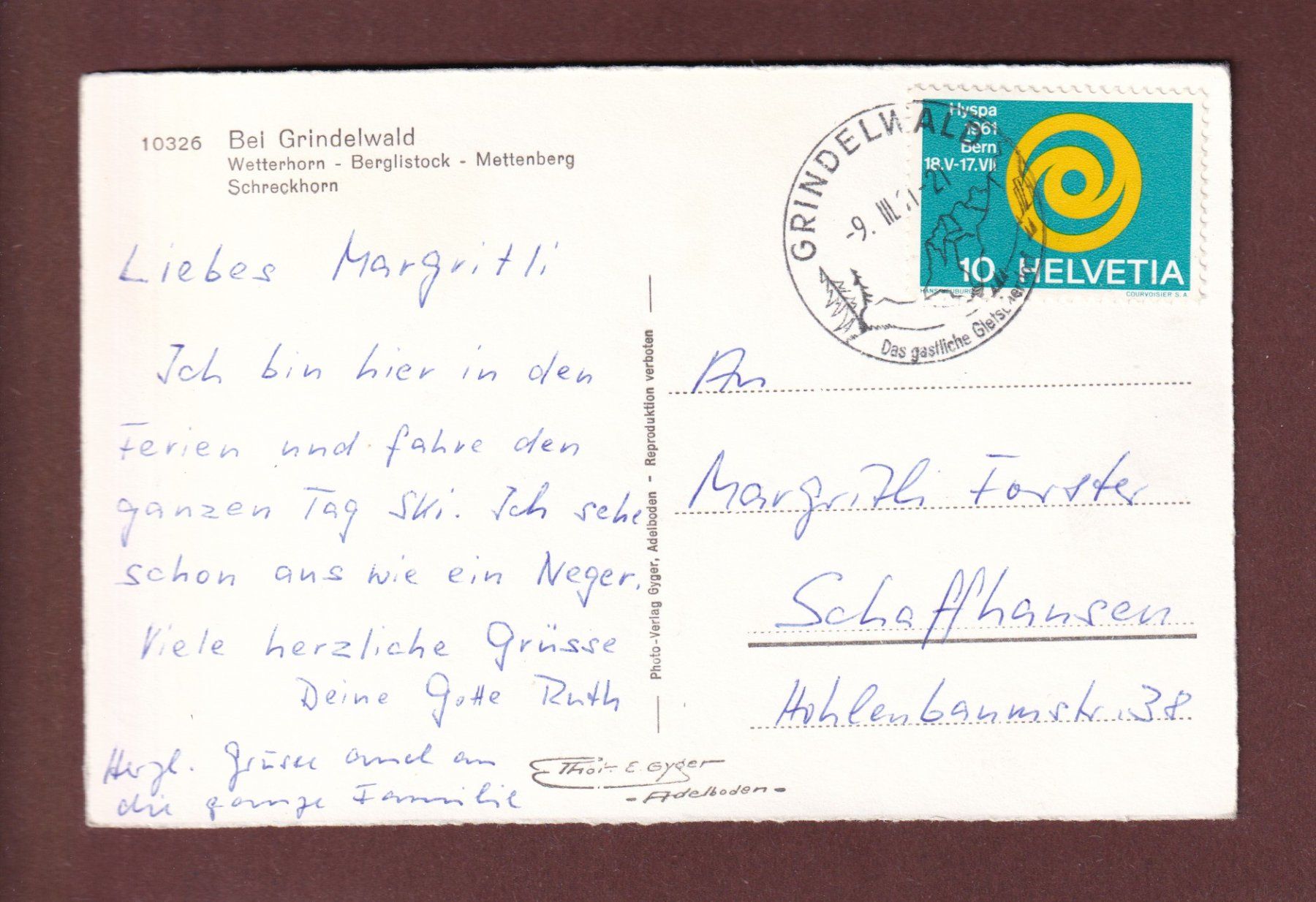 Ansichtskarten: Bei GRINDELWALD - 1961 – Gebraucht aus Pully von nicecards-shop 1