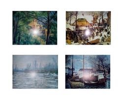 4 schöne Kunstdrucke Cezanne, Sisley, Bruegel, Monet, neuw