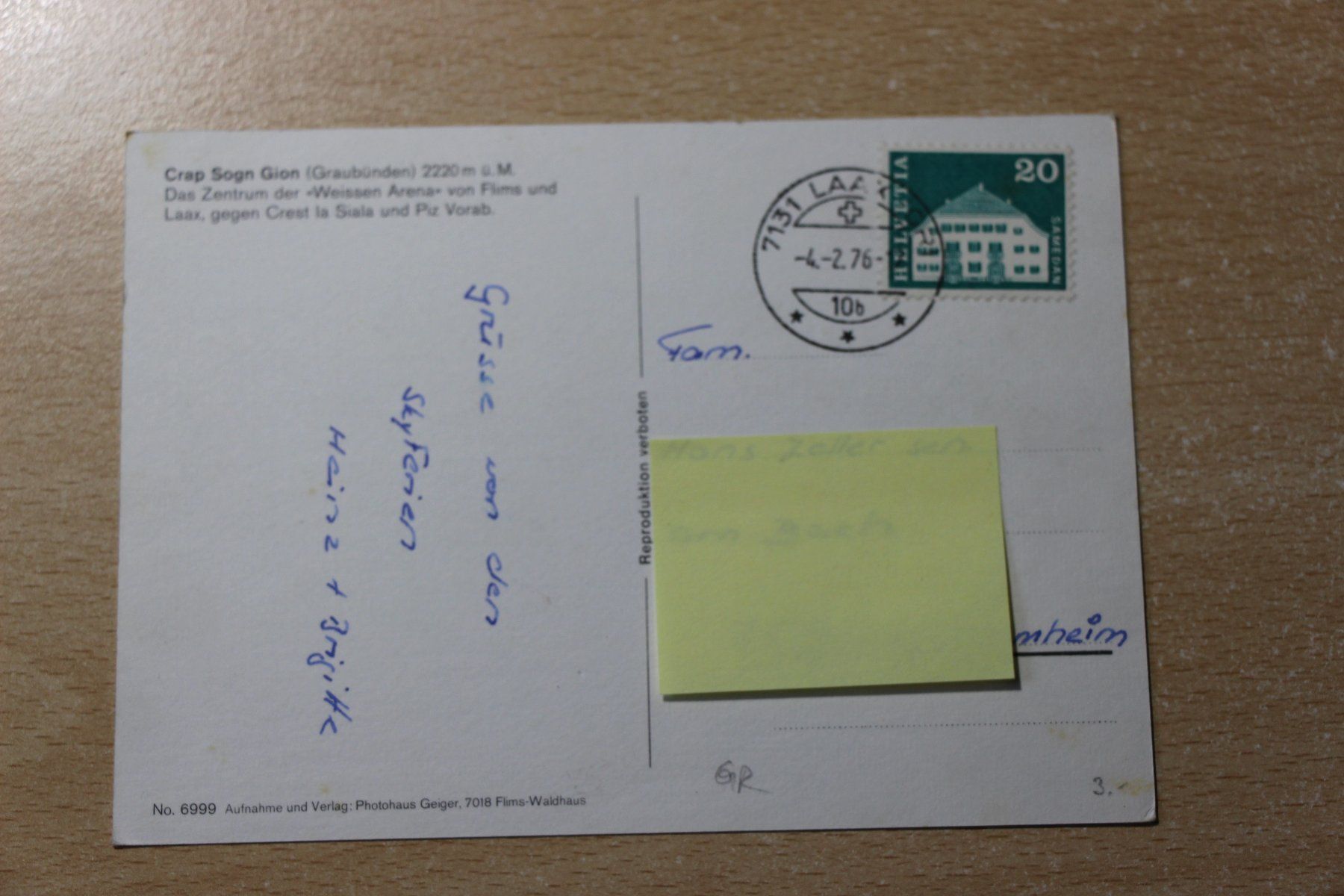 Cartoline postali: Crap Sogn Gion, Laax – Usato da Laax GR venduto da Schoelli2 1