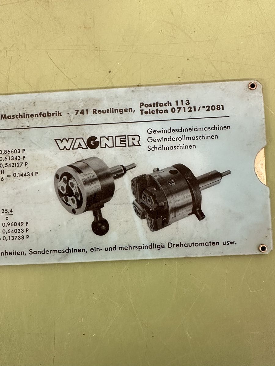Wagner Tous les outils: Vintage Wagner Thread Cutting Chart. – D'occasion à Aarberg par SNMachines 3